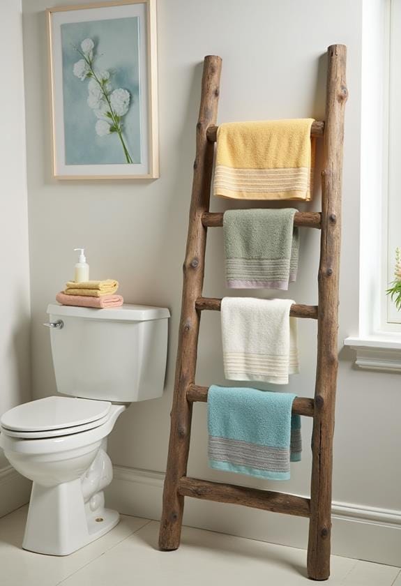 rustic ladder towel rack