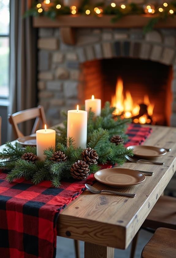 rustic plaid table decor