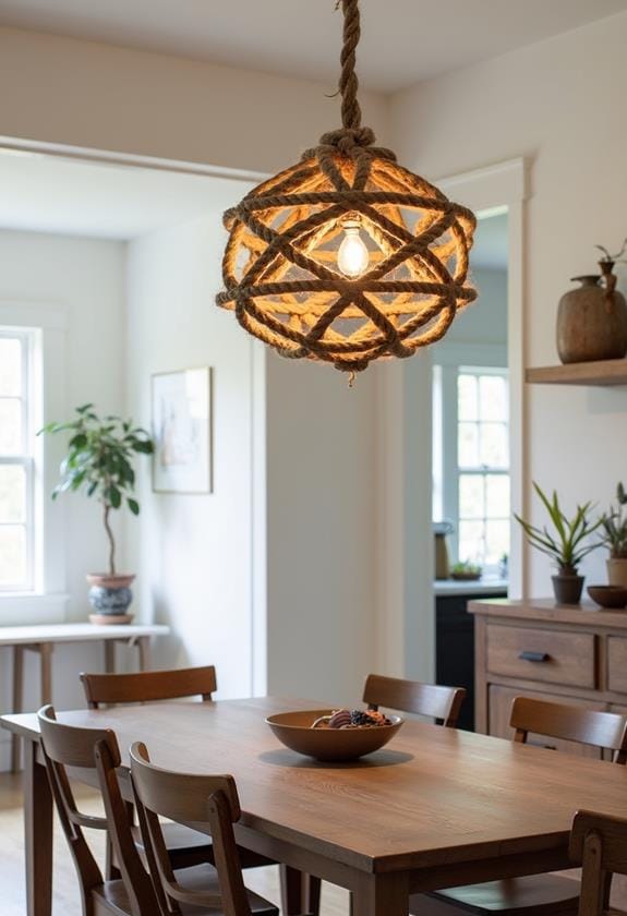 rustic rope wrapped lighting