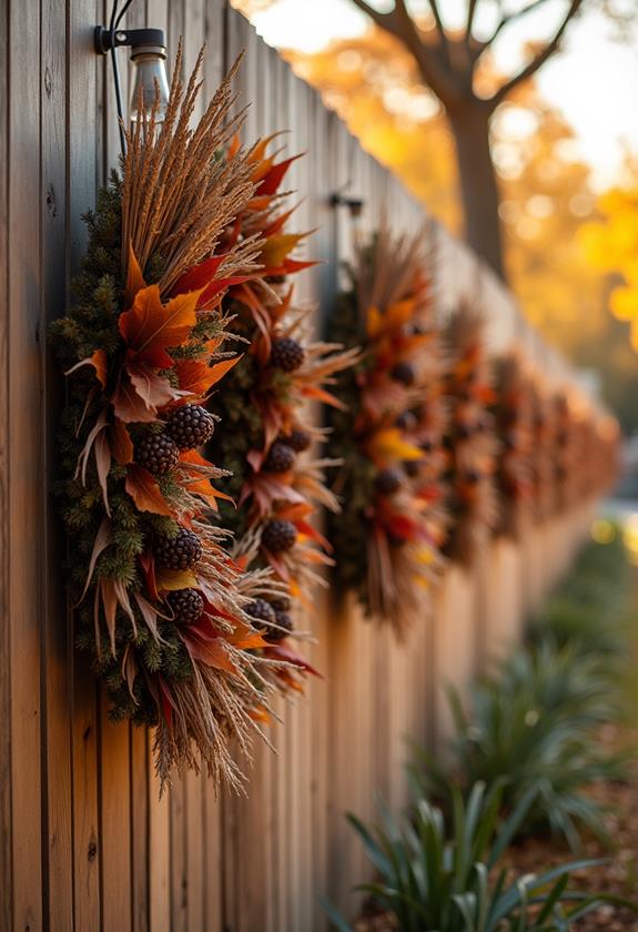 rustic wreath fence decor