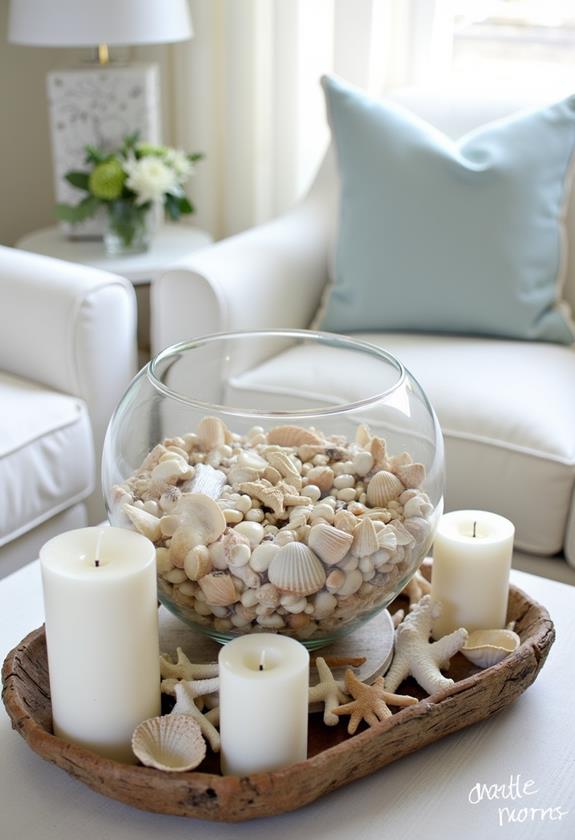 seashell coastal decor arrangements