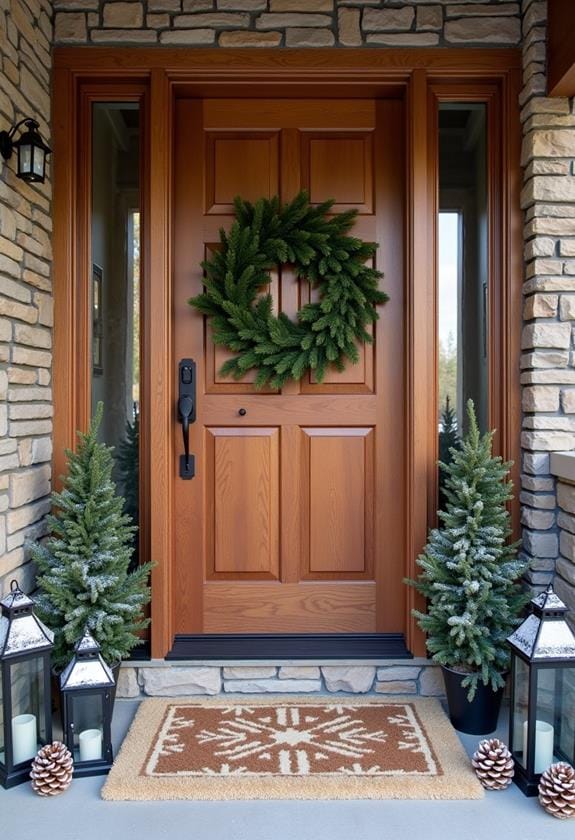 seasonal winter entrance decor