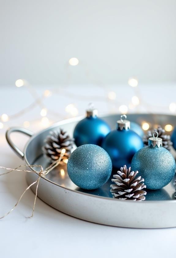 shimmering silver and blue