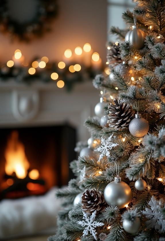 snowy christmas tree decor