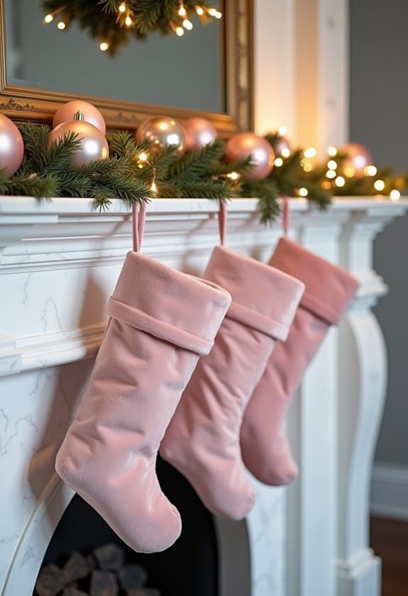 soft pink velvet stockings