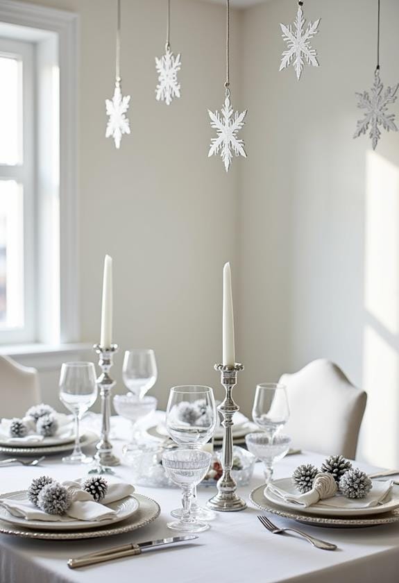 sophisticated white dining arrangements