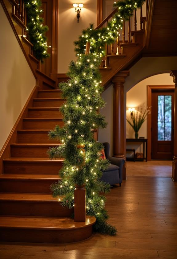 sparkling holiday stair decorations