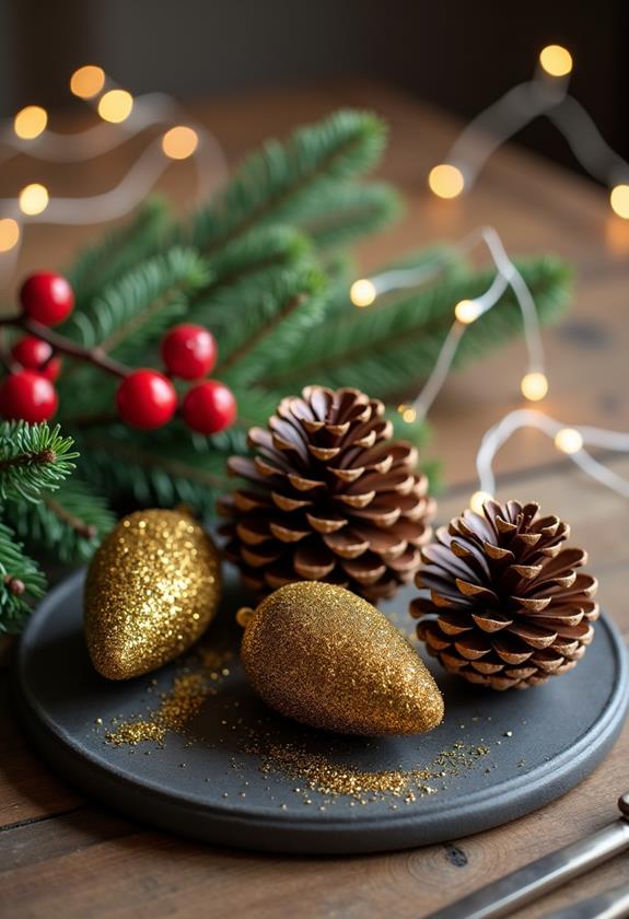 sparkly pinecone craft project