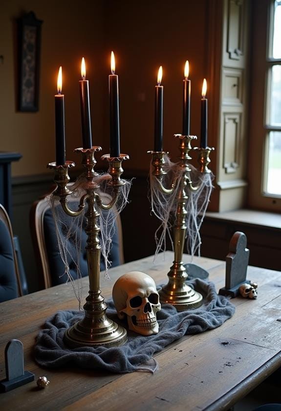 spooky cemetery candle arrangement