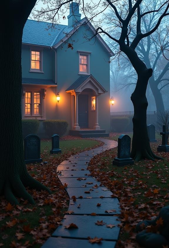 spooky cemetery home entrance