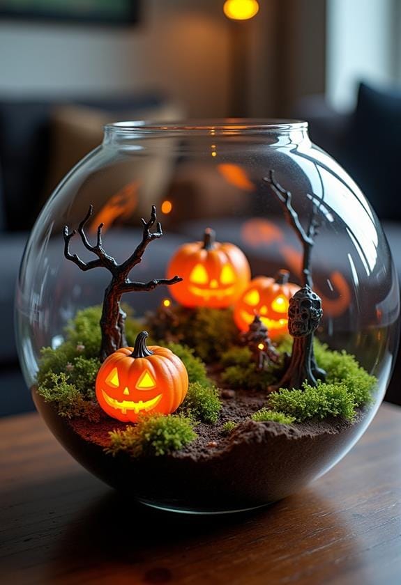 spooky glass plant display