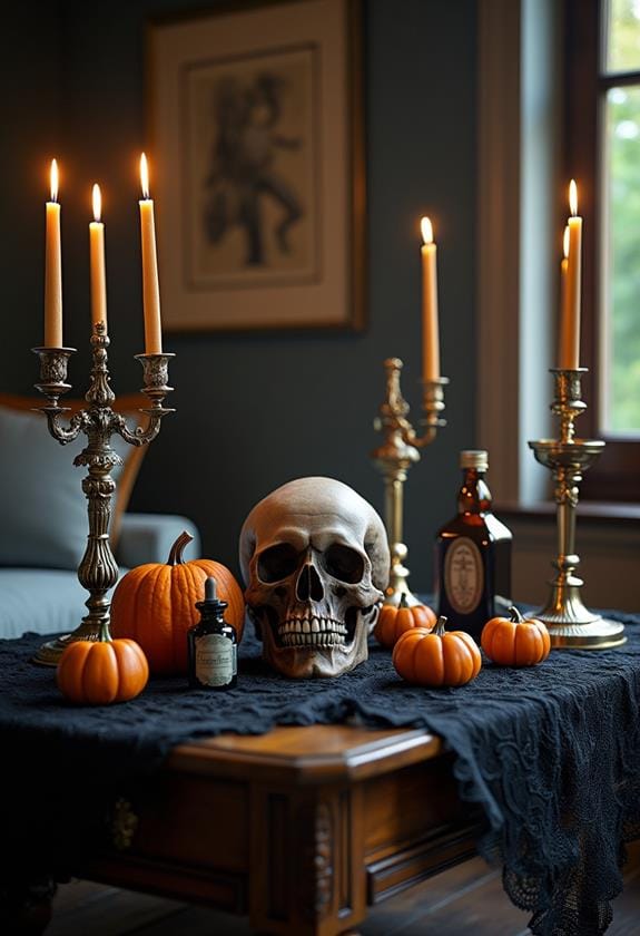 spooky halloween coffee table decor