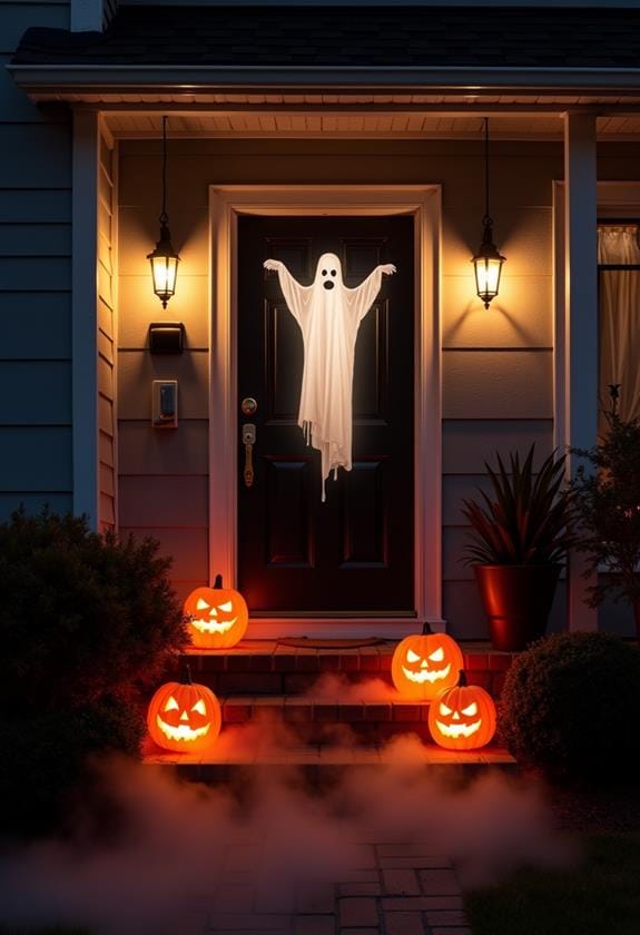 spooky illuminated doorway display