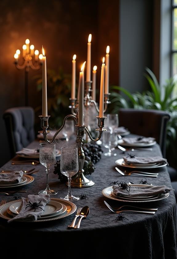 spooky insect themed table decor