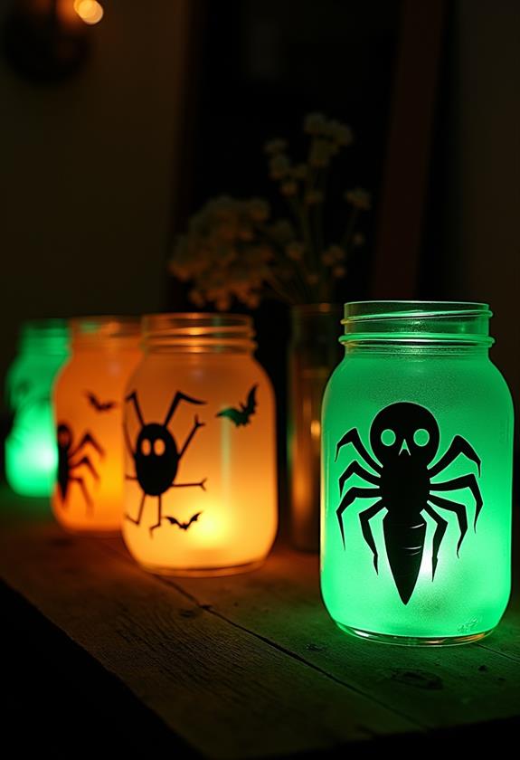 spooky luminescent jar decor