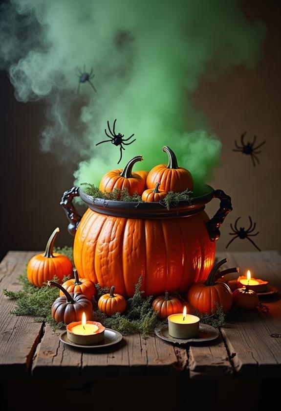 spooky seasonal pumpkin arrangement