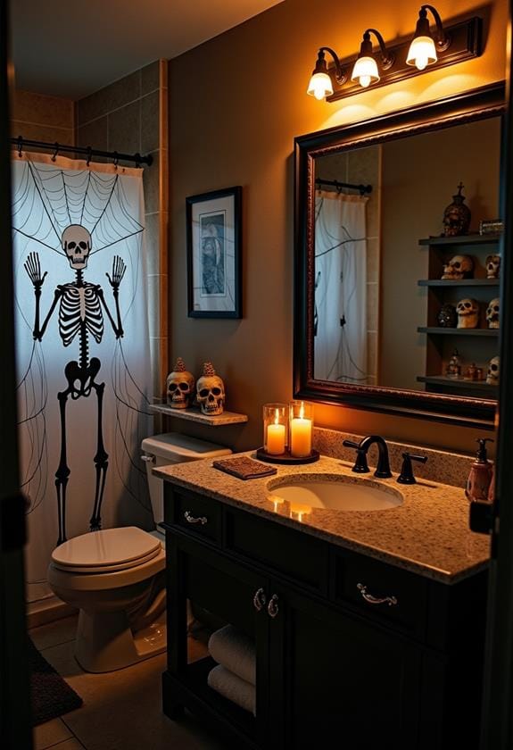 spooky themed bathroom decor