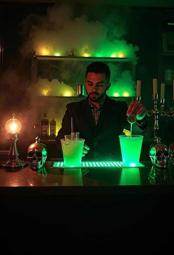 spooky themed drink setup