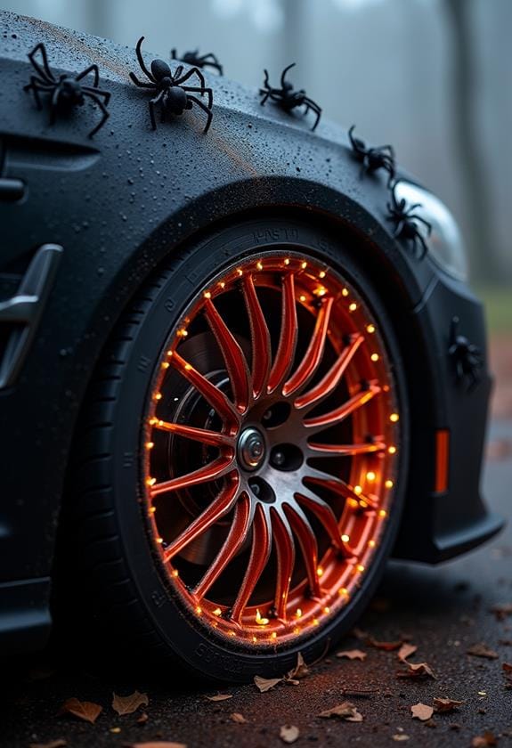 spooky wheel and tire decor