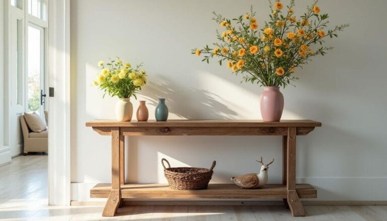 spring console table decor