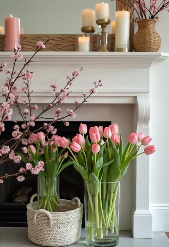 spring fireplace decor ideas