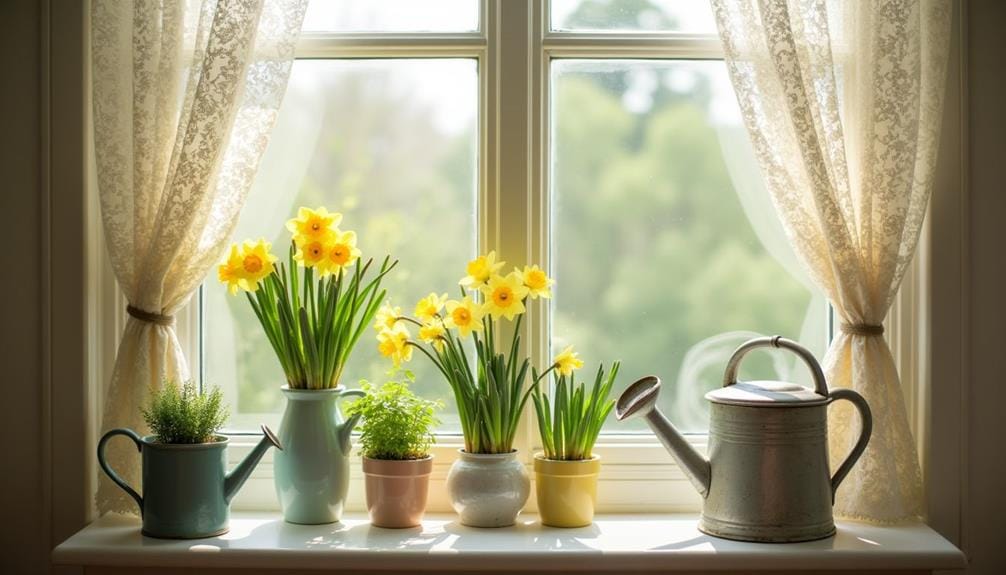 spring kitchen window decor