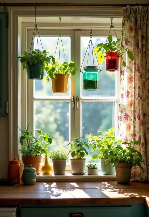 spring kitchen window decor