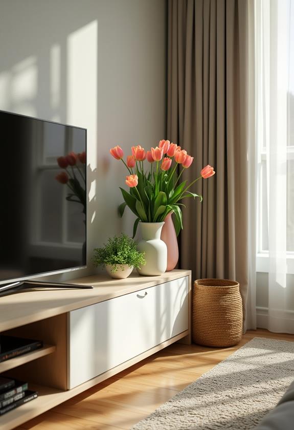 spring tv stand decor ideas