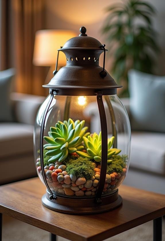 succulent lanterns in terrariums