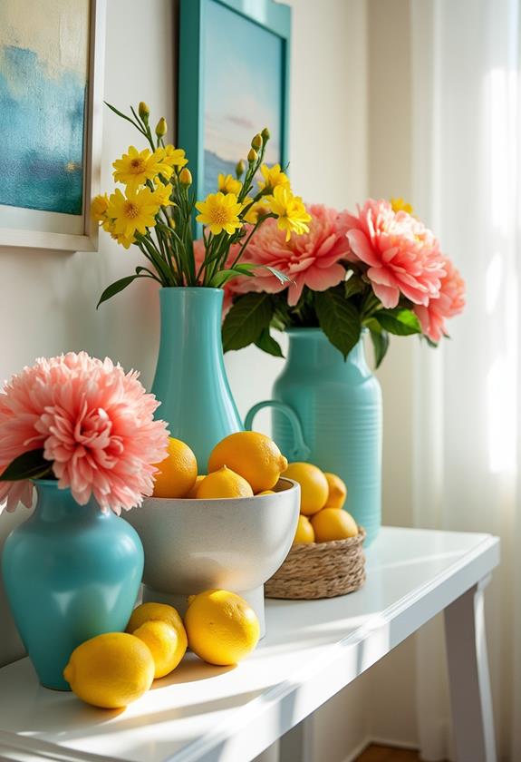 summer console table decor