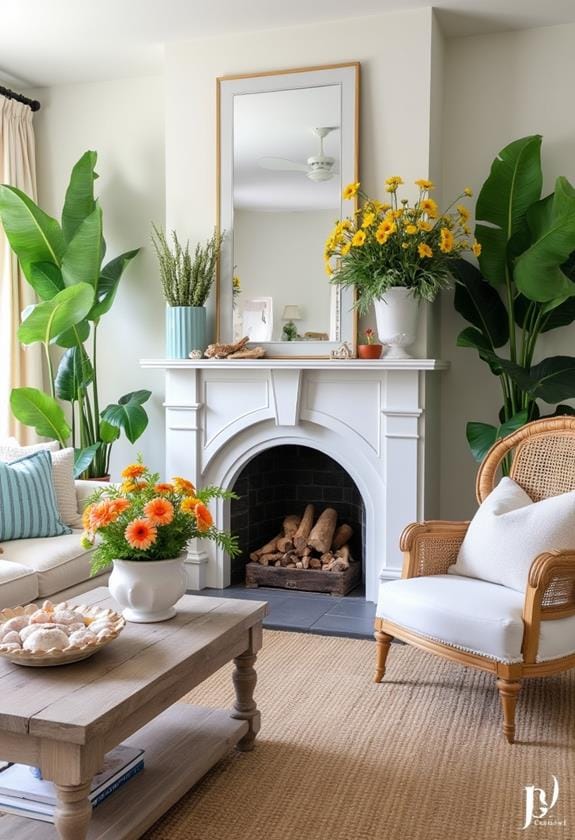 summer fireplace decor inspiration