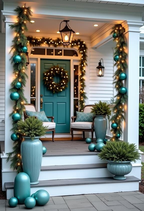 teal colored christmas outdoor decor