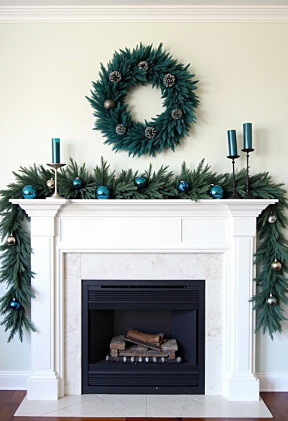 teal themed decorative wreaths garlands