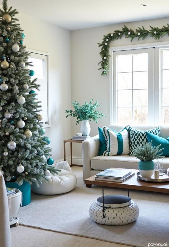 teal themed holiday decor ideas