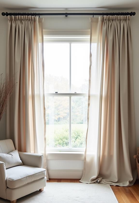 tension rod fabric curtains