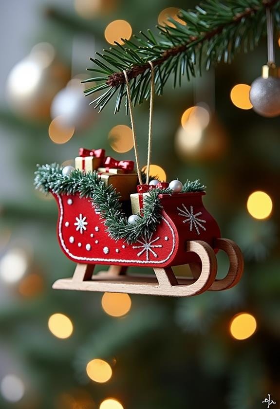 tiny sleigh christmas decorations