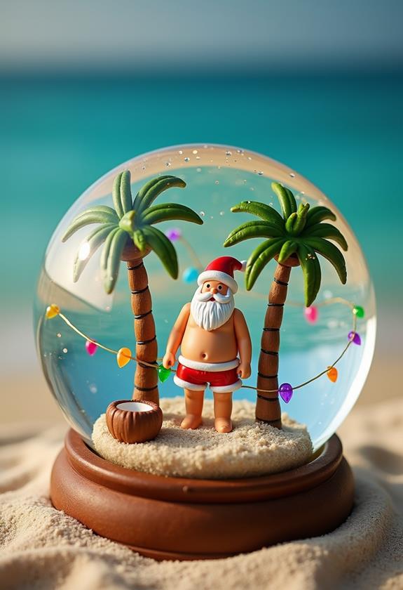 tropical themed snow globe souvenirs
