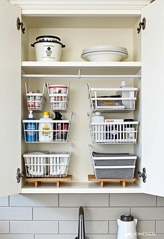 under sink tension rod storage