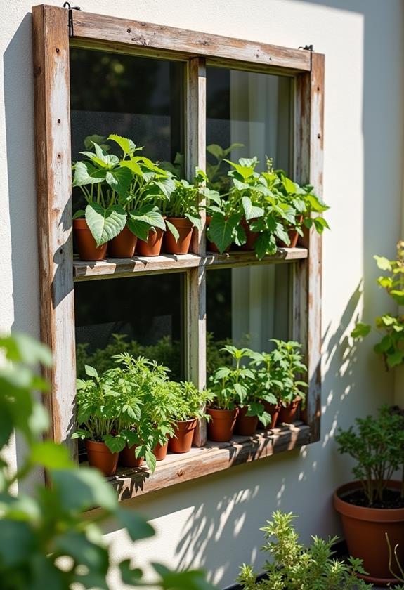 upcycled window frame garden