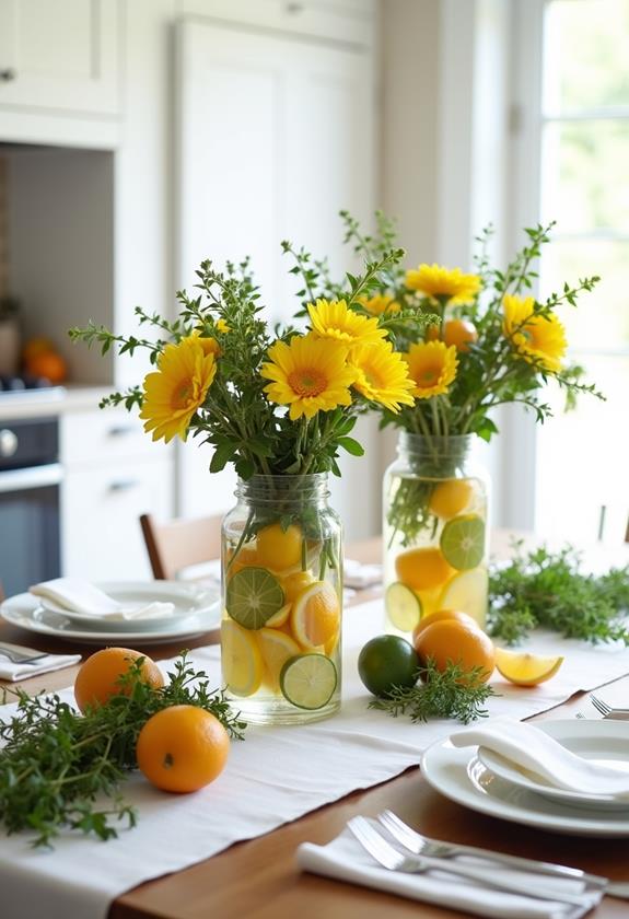 vibrant citrus themed arrangements