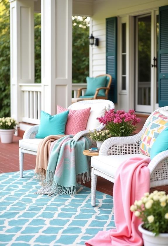 vibrant outdoor pillow displays