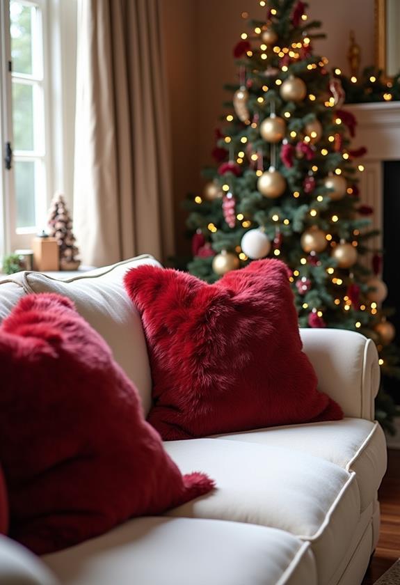 vibrant ruby decorative cushions