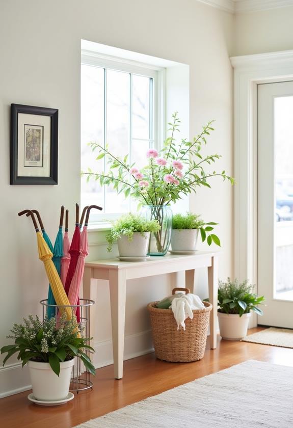 vibrant umbrella holder display