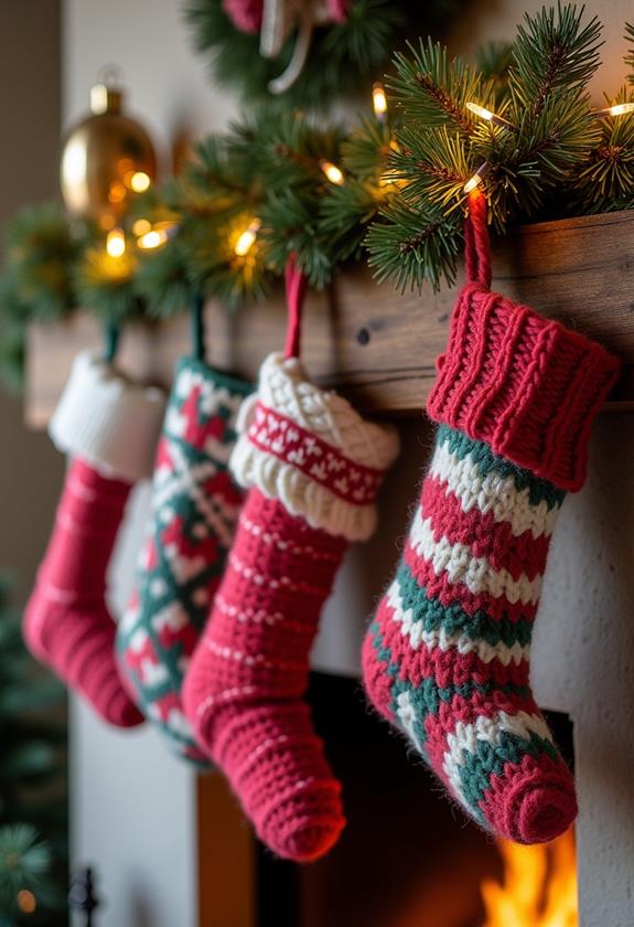 vibrant yarn decorated stockings