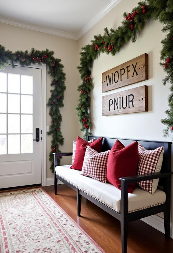 warm buffalo plaid entrance