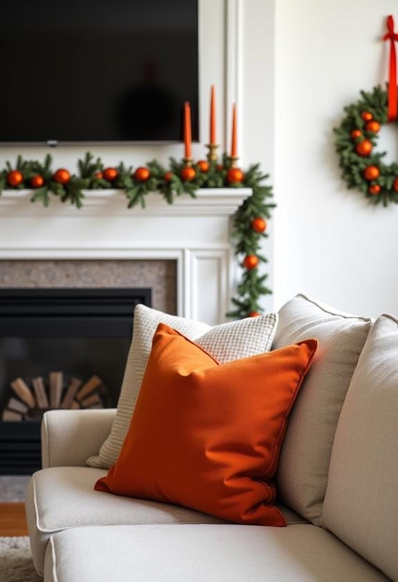 warm toned decorative cushions