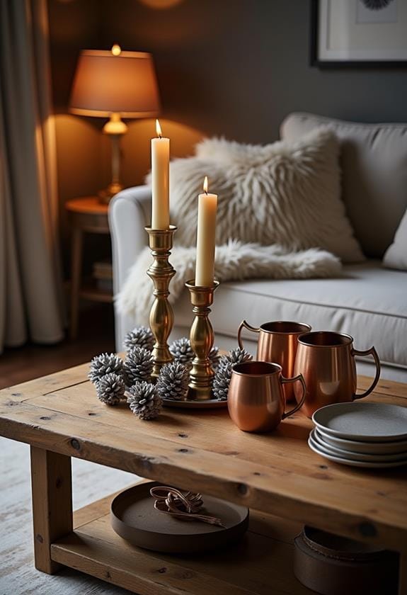 warmth through metallic accents