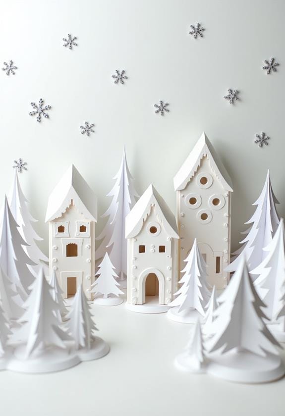 winter village papercraft scene